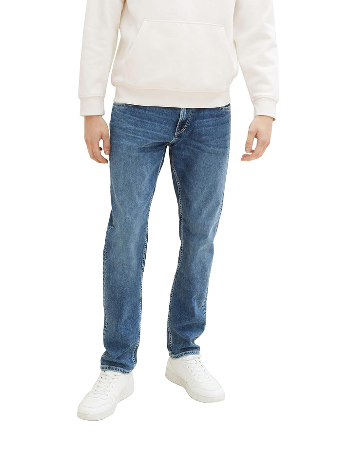 TOM TAILOR Denim Herren Piers Slim Jeans mit Stretch 36W / 34L 10119 - Used Mid Stone Blue Denim, 36