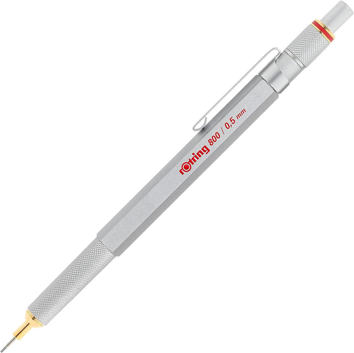 rOtring 800 Druckbleistift mit Einzug | 0,5 mm | Silber Silber 0,5mm Druckbleistift Single, Silber 0