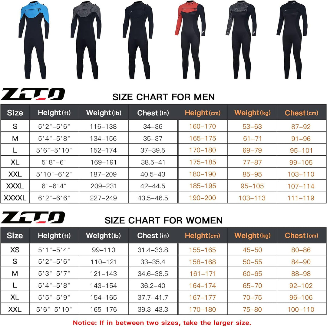 ZCCO Neoprenanzug Herren Damen 3 mm Neopren Thermal Badeanzug für Herren und Damen Langer Tauchanzug