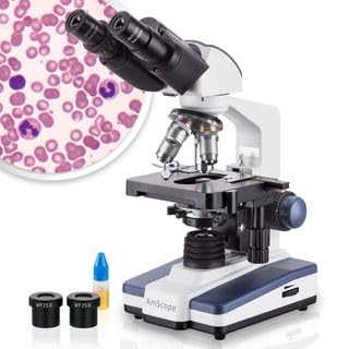 AmScope - 40X-2500X binokulares Verbundmikroskop, LED, biologisches Labormikroskop mit 3-D-Stufe für