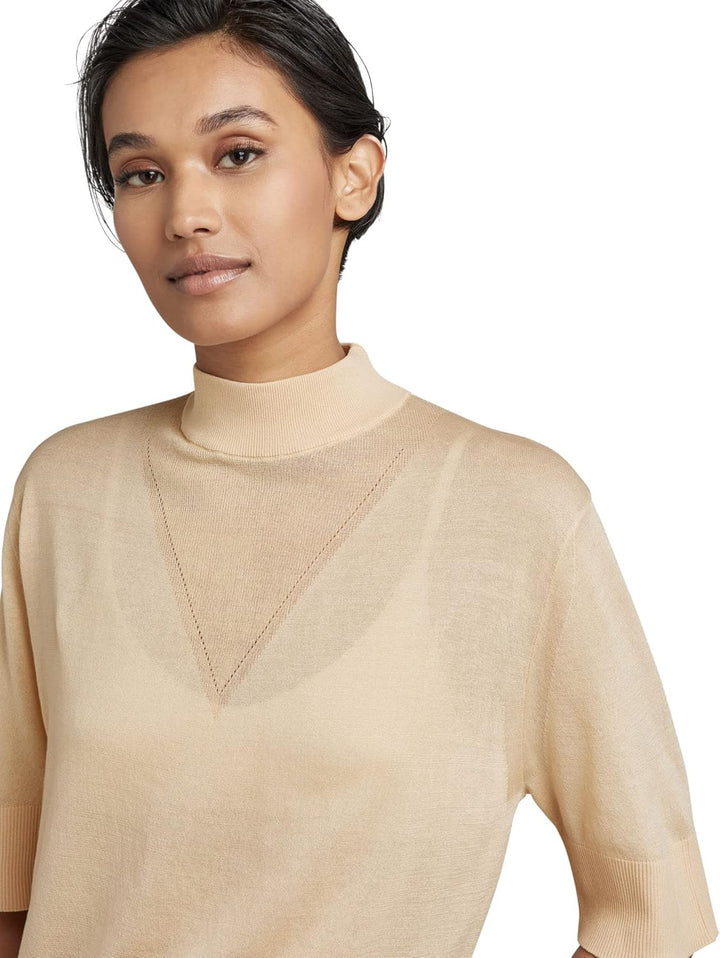G-STAR RAW Damen Pullover Sweater Core Mock XS Beige (Ivory Cream D21962-d166-d761), XS Beige (Ivory