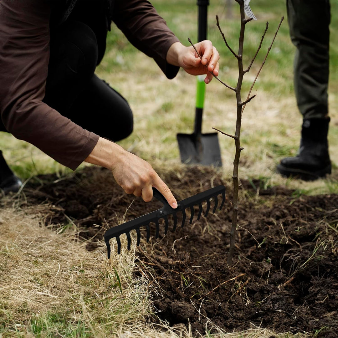 KADAX Gartenharke ohne Stiel, Gartenrechen aus Metall, Rasenrechen für Gartenpflege, Robuste Rasenha