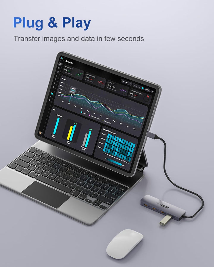 USB C Hub 10 Gbps, 4 IN 1 Adapter mit 4 USB C 3.2 Ports, Hochgeschwindigkeits Multiport Adapter für