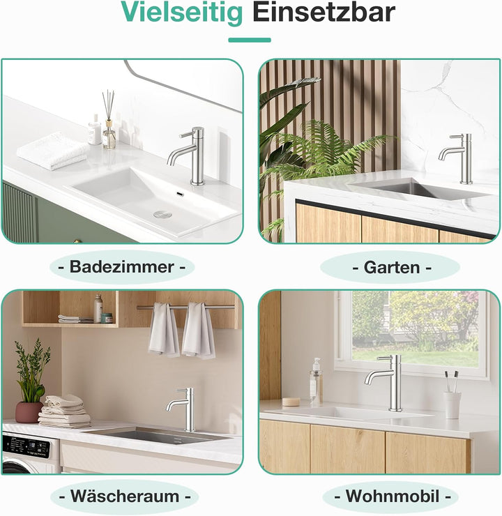 CREA Waschtischarmatur Bad für Waschbecken, Waschtisch Armatur Wasserhahn Bad Waschbeckenarmatur Bad