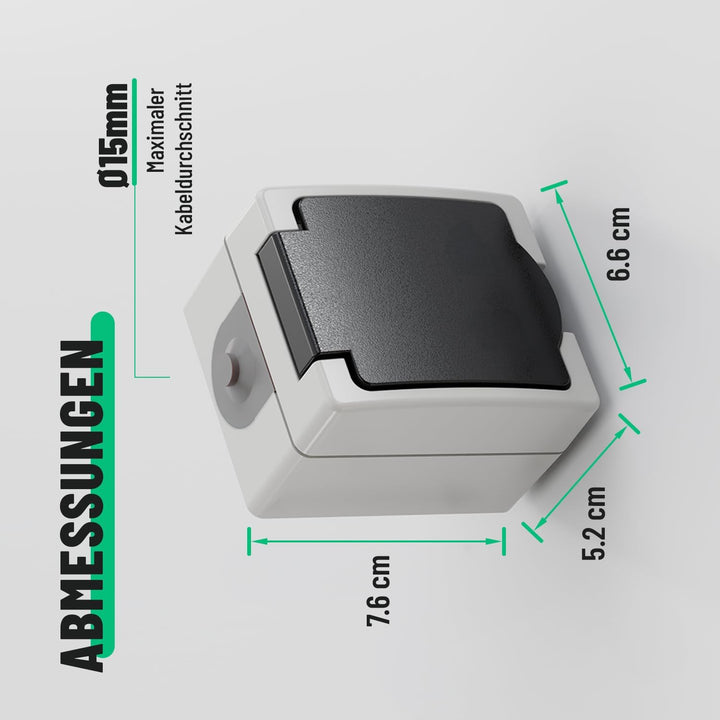greate 20x Aufputz Steckdose 1fach für Feuchtraum - AP Steckdose mit Klappdeckel IP44, 250V, 16A, 2