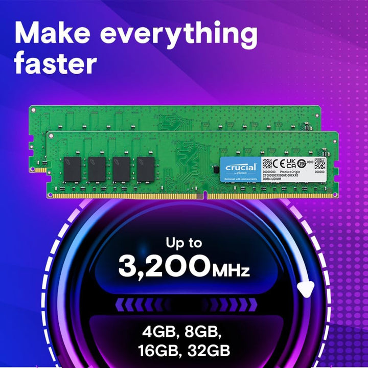 Crucial RAM 16GB DDR4 3200MHz CL22 (2933MHz oder 2666MHz) Desktop Arbeitsspeicher CT16G4DFRA32A 16GB
