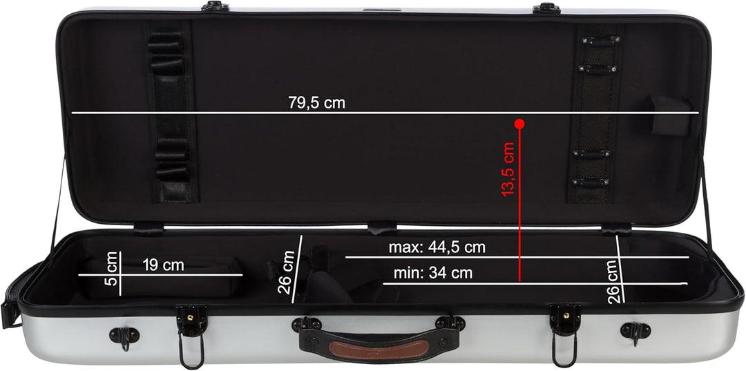 Bratschenkoffer Glasfaser Oblong 38-43 silbern M-Case + Notentasche