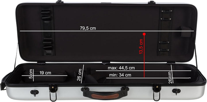 Bratschenkoffer Glasfaser Oblong 38-43 silbern M-Case + Notentasche