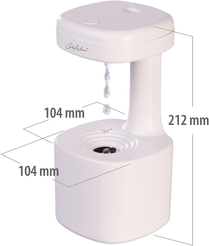 Carlo Milano Zimmerbrunnen: Antigravity-LED-Luftbefeuchter, USB-C, 500 ml Wassertank (Wassertropfen-