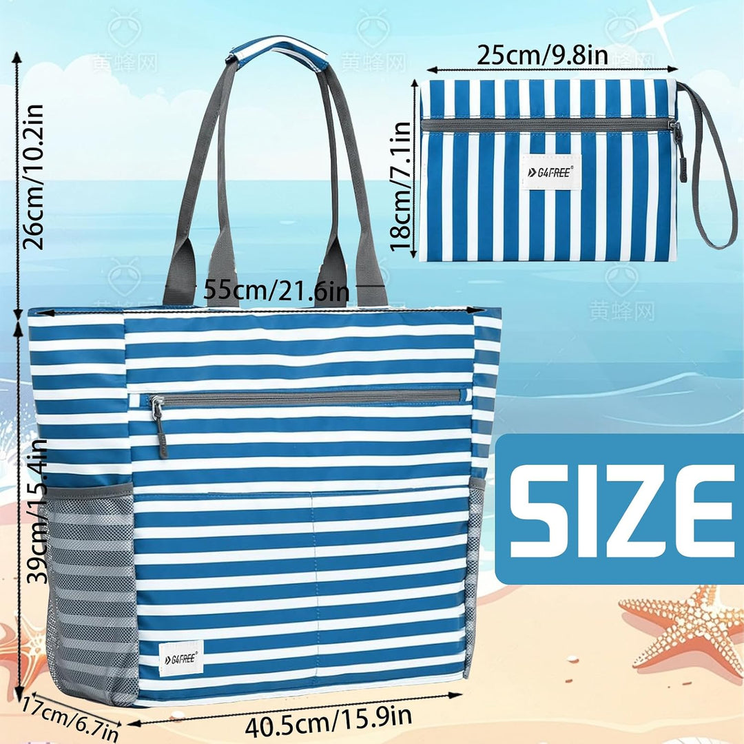 LUKIUP Strandtasche Familie, XL Badetasche mit mini Badetasche, Beach Bag Einkaufstaschen für Reisen