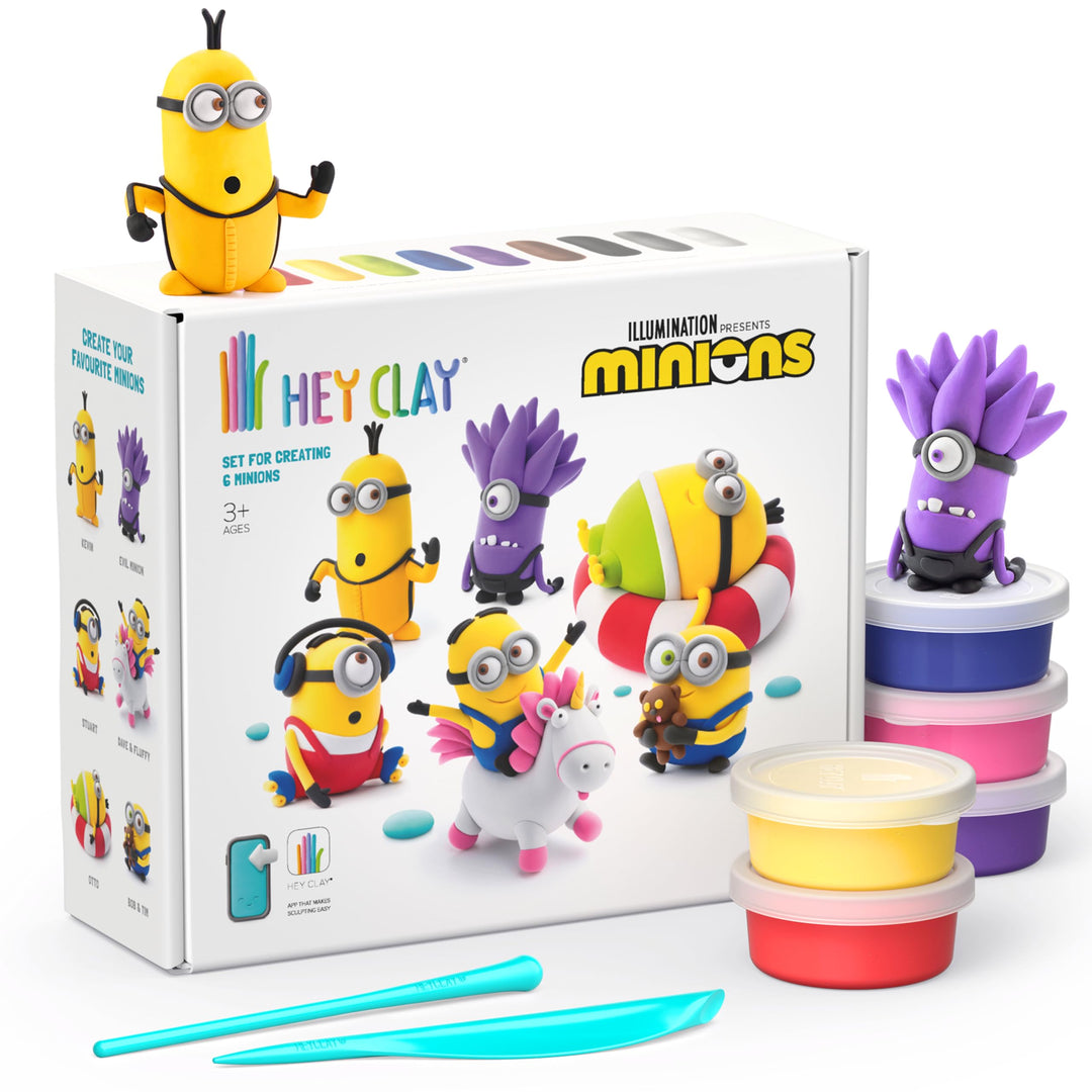 HEY CLAY - 15 Dosen lufttrocknende Knete für Kinder ab 3 Jahren - Kreatives Bastelset - Modelliermas