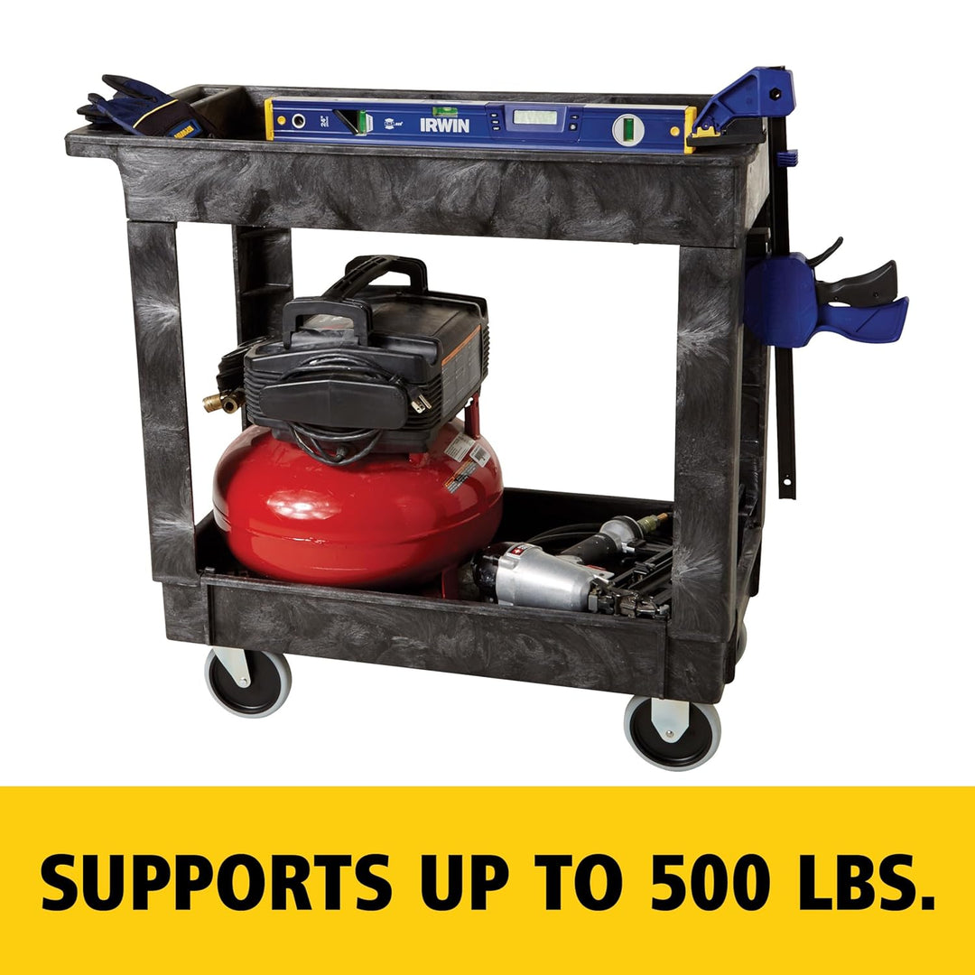 Rubbermaid Commercial FG9T6600BLA Service/Utility Cart, Two-Shelf, 300 lb capactiy, Black Bestseller