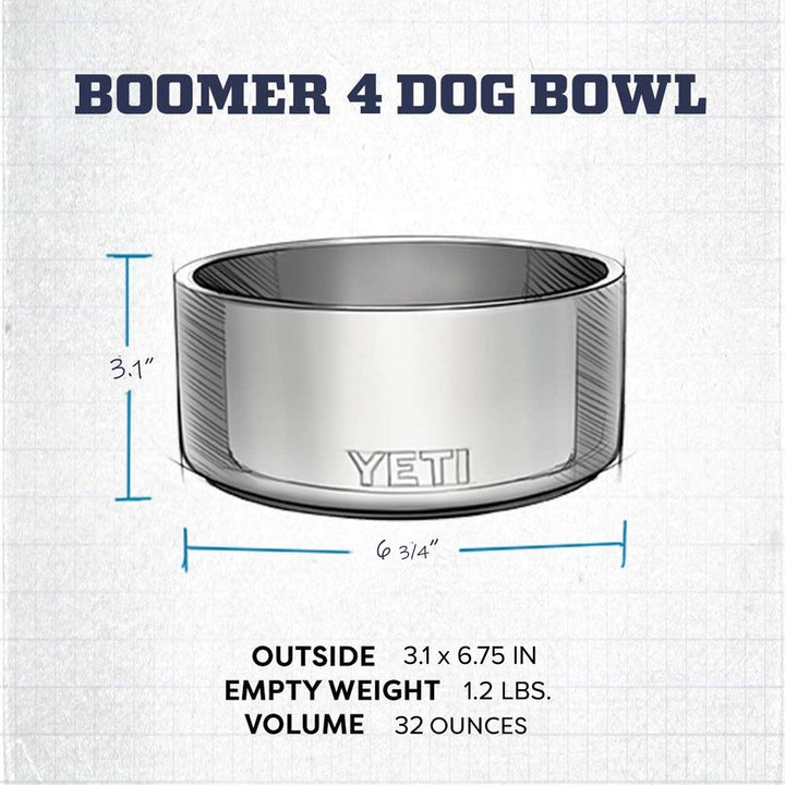 YETI Boomer 4 Hundenapf aus Edelstahl, rutschfest, fasst 907.2 g, Edelstahl