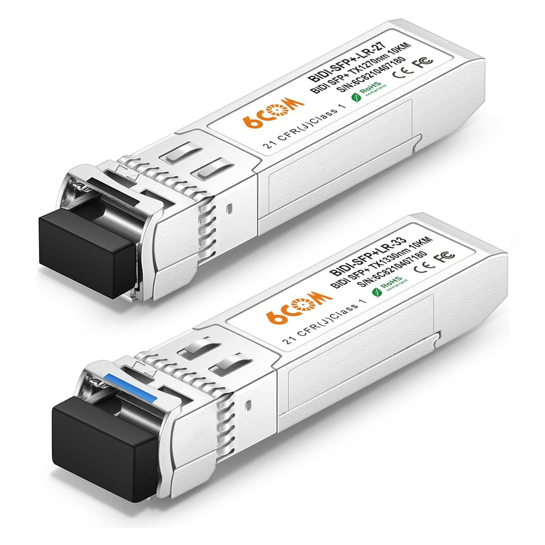 EIN Paar 10G SFP+ Bidi-Transceiver, 10GBase-BIDI 1270 nm/1330 nm SMF, bis zu 10 km, kompatibel mit C