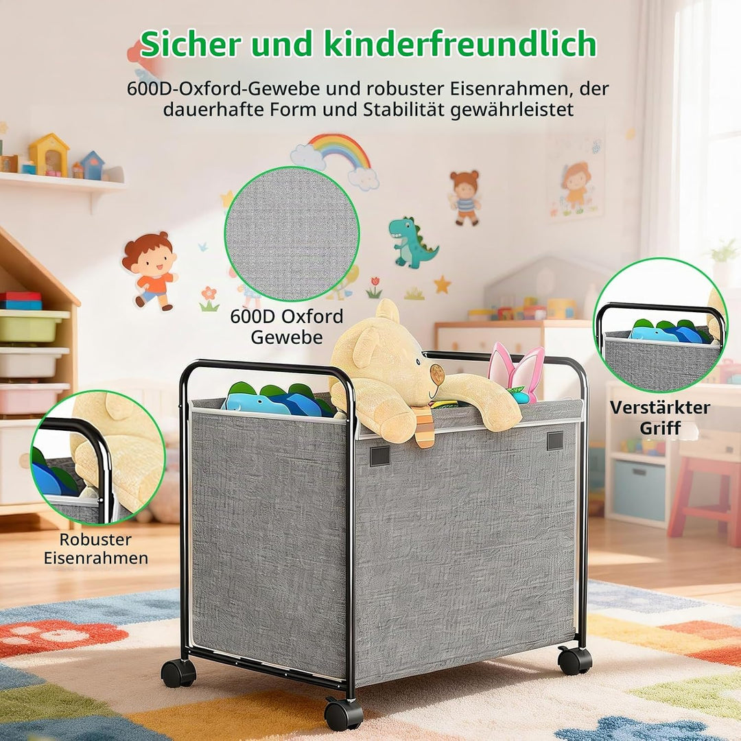 Aufbewahrungskiste für Spielzeug mit 360° Drehbaren Rädern, 118L Aufbewahrungskorb Kinder Spielzeugk