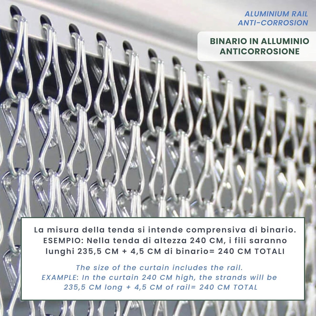 TENDAGGIMANIA - FLIEGENVORHANG für Türen und Fenster, Modell: Kette aus Aluminium - Farbe: Gold - Ma