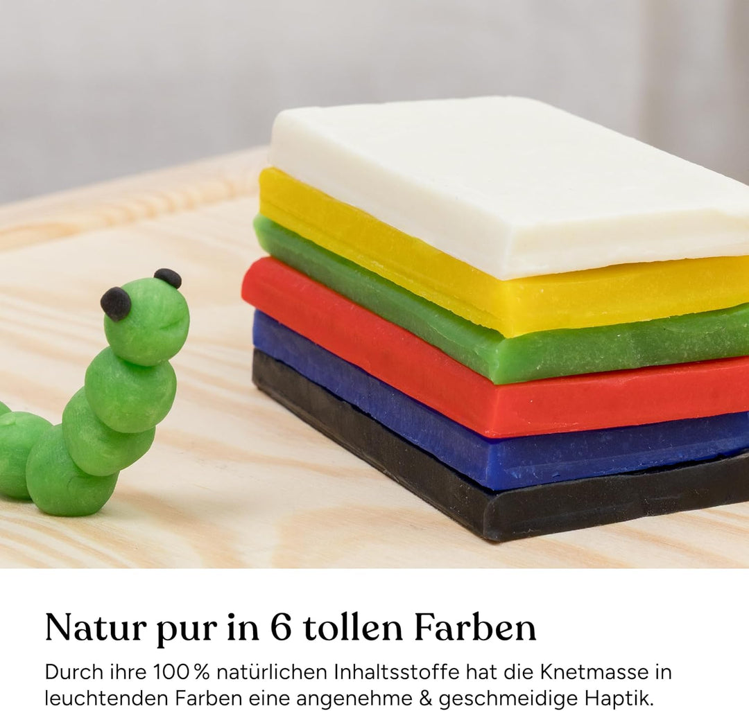 Ehrenkind® Bienenwachs Knete Kinder 6 Farben, natürliche Modelliermasse, wiederverwendbar, trocknet