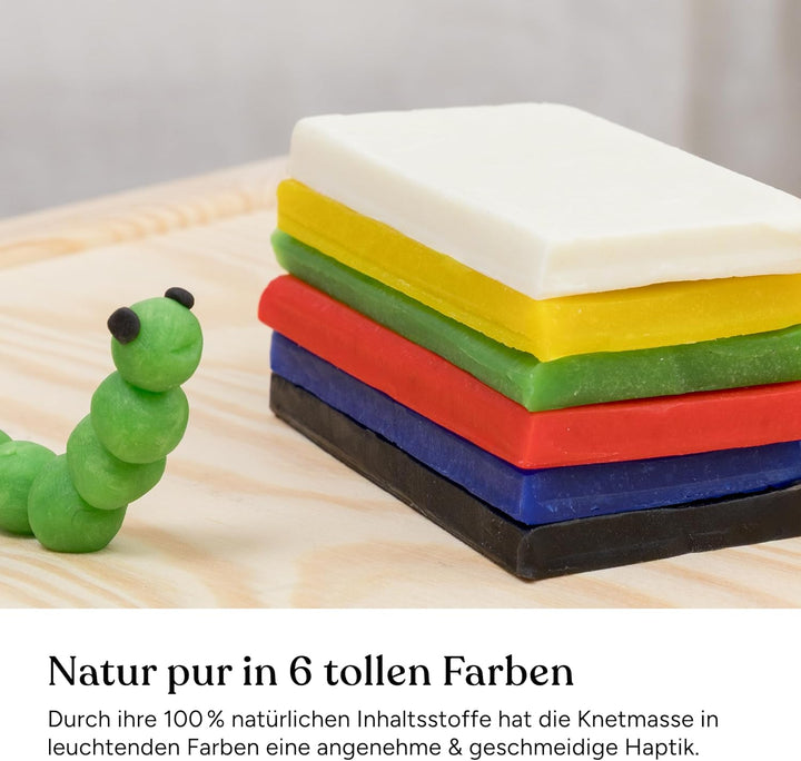 Ehrenkind® Bienenwachs Knete Kinder 6 Farben, natürliche Modelliermasse, wiederverwendbar, trocknet