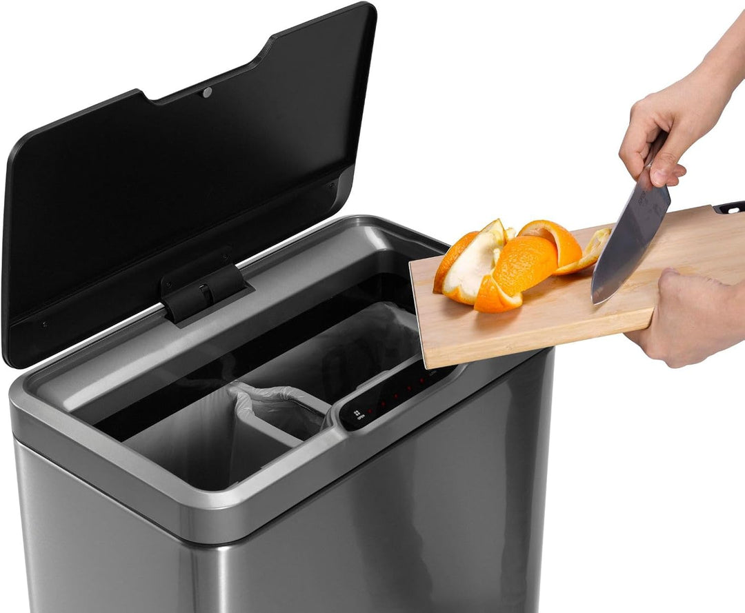 EKO Mirage Sensor Mülleimer 2x20L Mülltrenner (27 x 46 x 65.5 cm, Bewegungssensor, Dämpfer-System, F