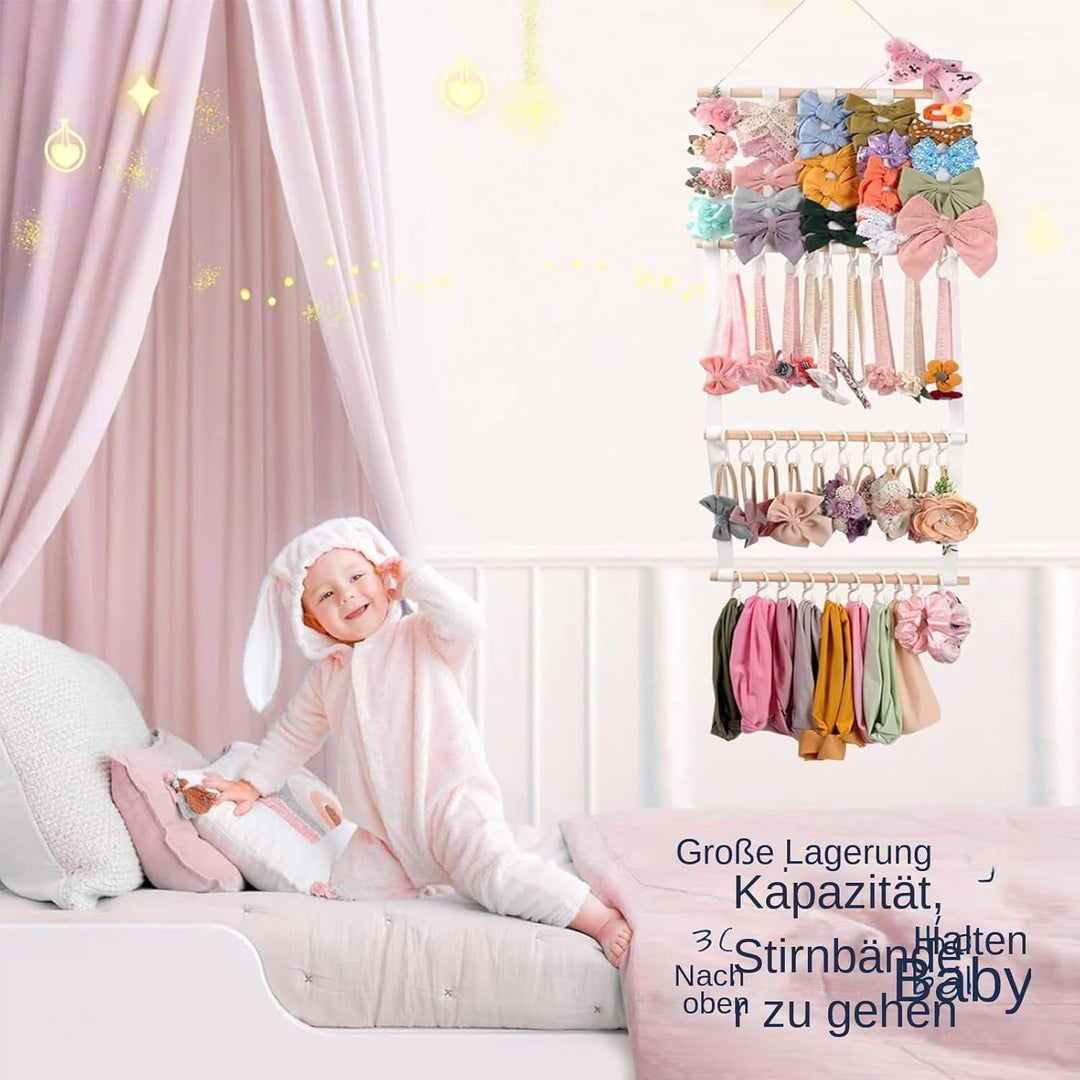 Schleifenaufbewahrung für Mädchen, Headband Organizer, Aufbewahrung Schmuckdisplay Mit 30 Haken Wand