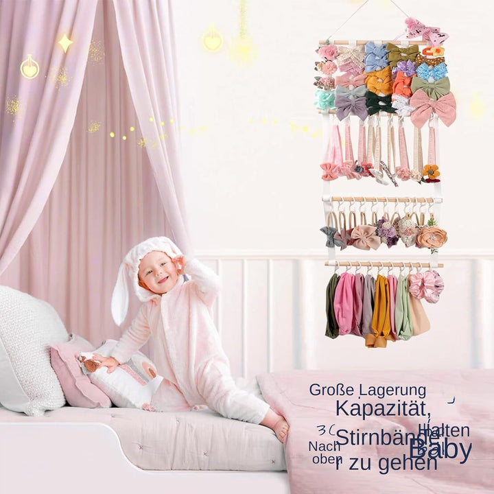 Schleifenaufbewahrung für Mädchen, Headband Organizer, Aufbewahrung Schmuckdisplay Mit 30 Haken Wand
