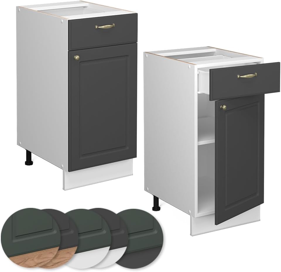 Vicco Küchenunterschrank Fame-Line, Anthrazit-Gold, 40 cm | ohne Arbeitsplatte, zur Kombination mit