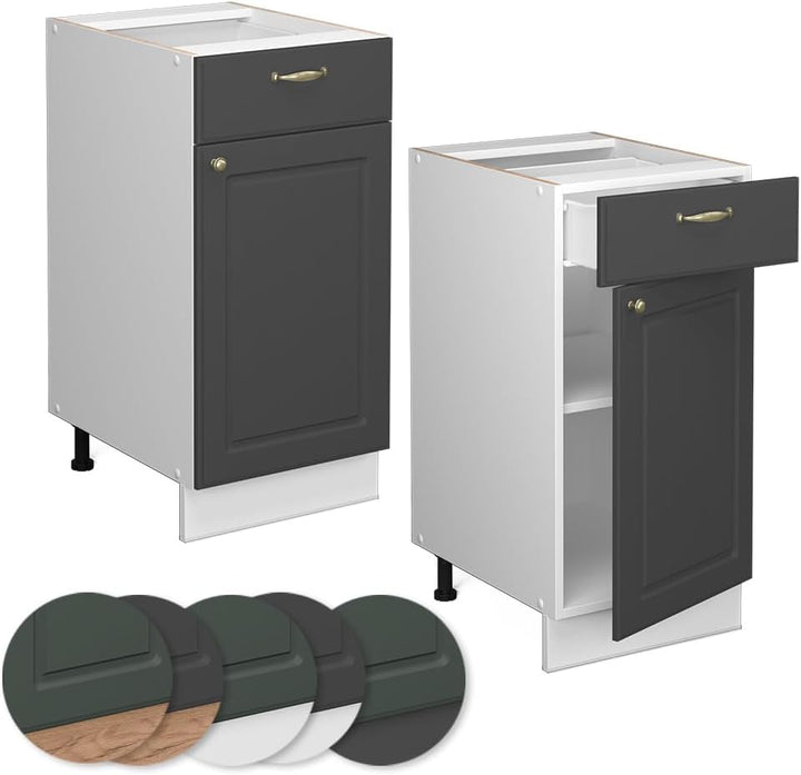Vicco Küchenunterschrank Fame-Line, Anthrazit-Gold, 40 cm | ohne Arbeitsplatte, zur Kombination mit