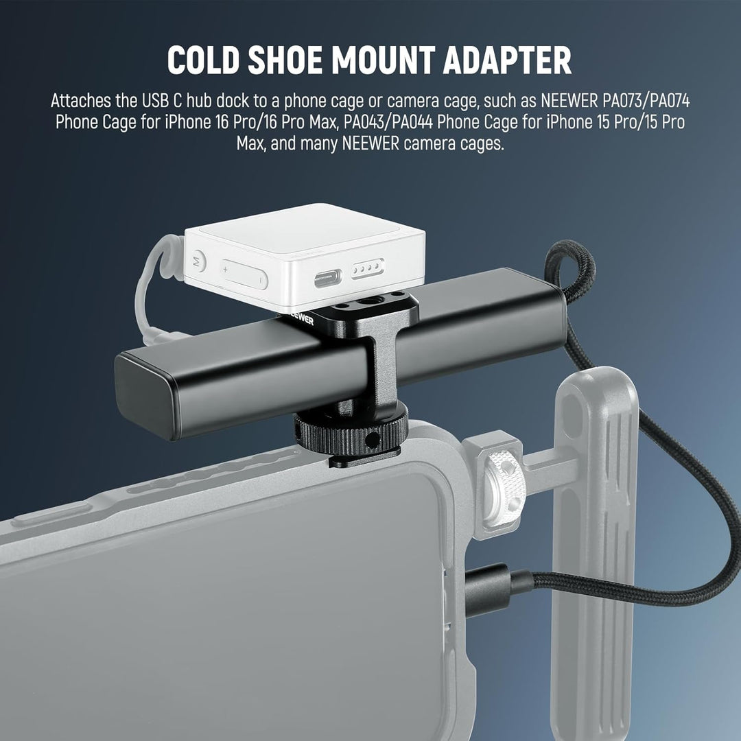 NEEWER USB C Hub Dock mit Cold Shoe Adapter, 4 in 1 Multiport Adapter Dongle mit 3 x USB C Port 3.1