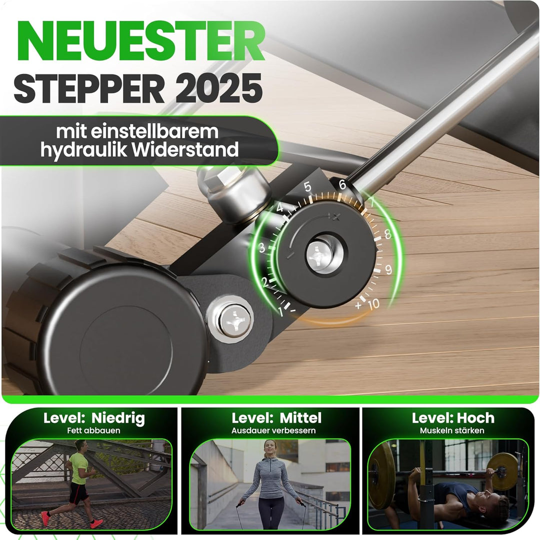 Ultrasport Stepper für Zuhause I Mini Stepper Fitness, 2 in 1 Up-Down Swing Stepper mit Power Ropes