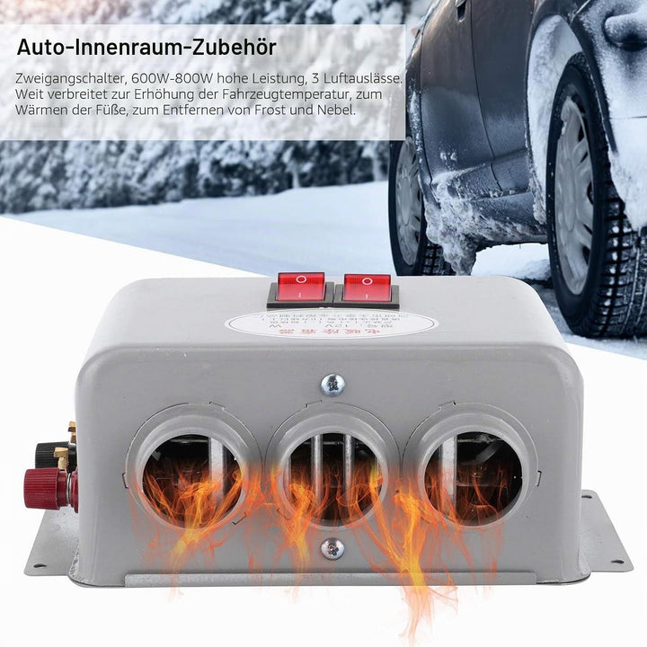 Autoheizung, Qiilu 12V Autoheizung Kühlung Kompaktheizung 3-Loch 600W-800W Defroster Demister Wärmer