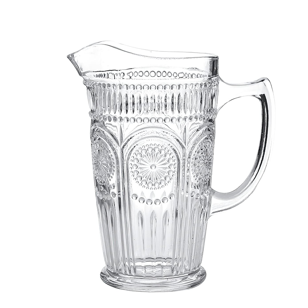 Kingrol Glaskaraffe im Vintage-Stil, 1,5 l, für Eistee, selbstgemachten Saft, Getränke, hitzebeständ