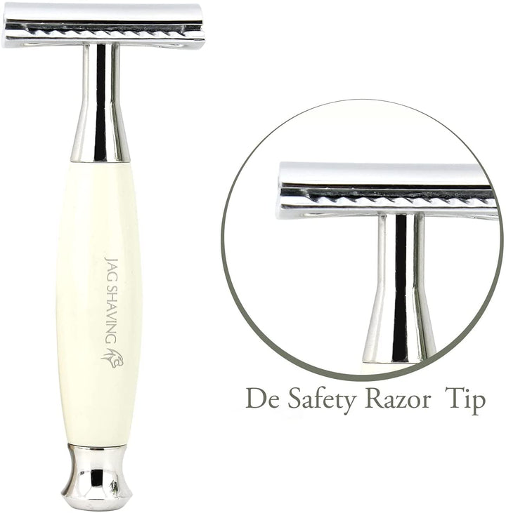 Jag Shaving Rasierhobel-Set – Double Edge Rasierklingen Rasierhobel – Lederetui – für Rasierhobel –