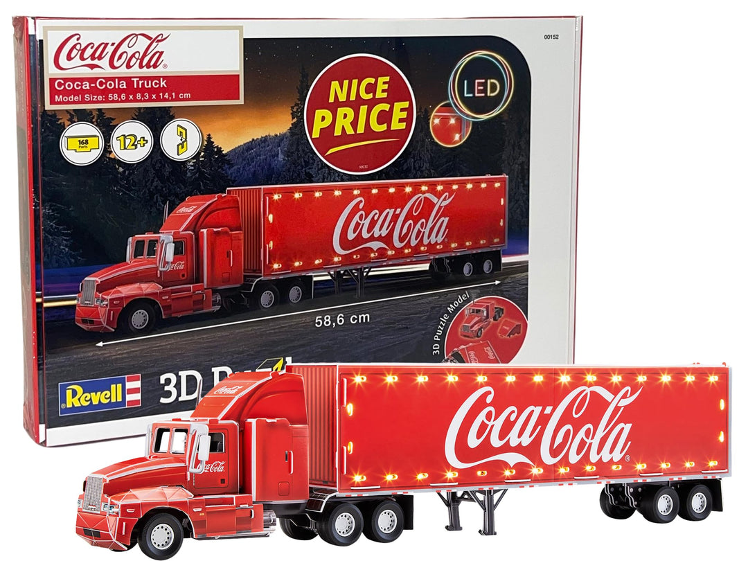 Revell 3D Puzzle 00152 Coca-Cola Weihnachtstruck mit LED-Beleuchtung Welt in 3D entdecken, Bastelspa