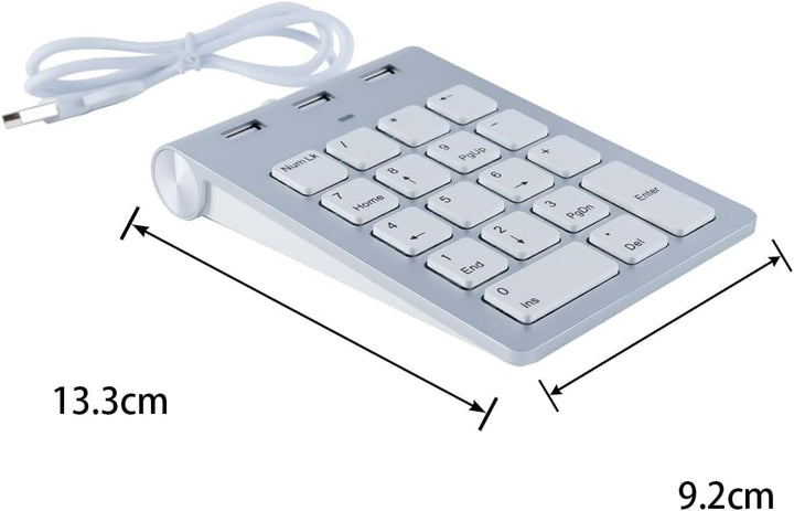 Orivin Kabelgebundener Nummernblock, Typ-C-Notebook-USB-2.0-Zifferntastatur, mit 3 USB-Anschlüssen f