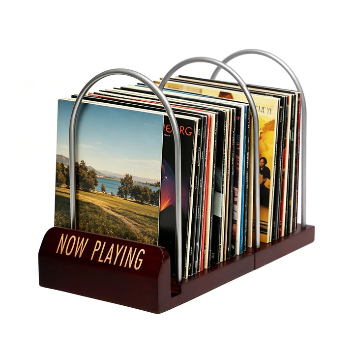 Now Playing Vinyl-Schallplattenständer für Alben,Organizer | Schallplattenständer aus Holz &amp; Metall,