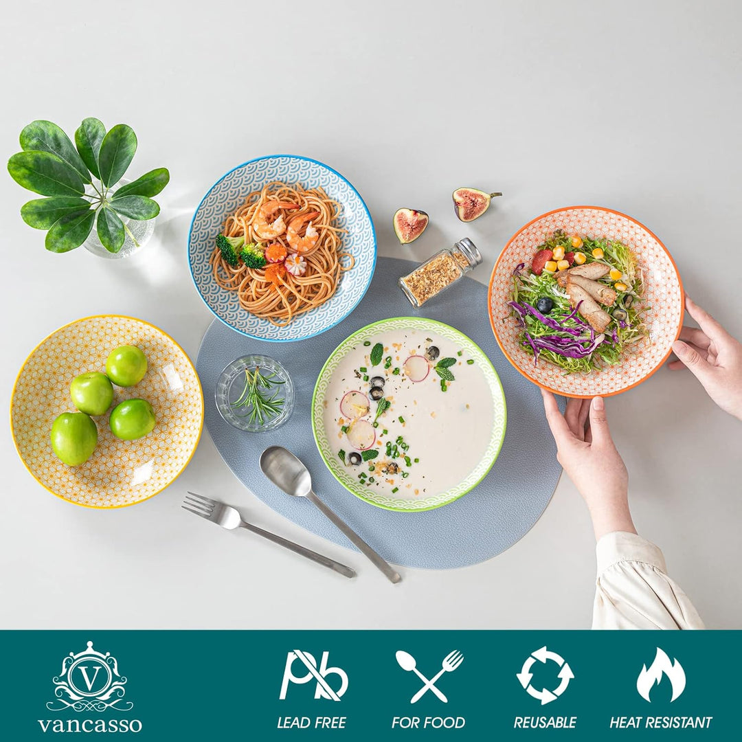 vancasso Natsuki 4-teilig Porzellan Suppenteller, Ø 21,2 cm Tiefteller Mehrfarbig 4-teilig Suppentel