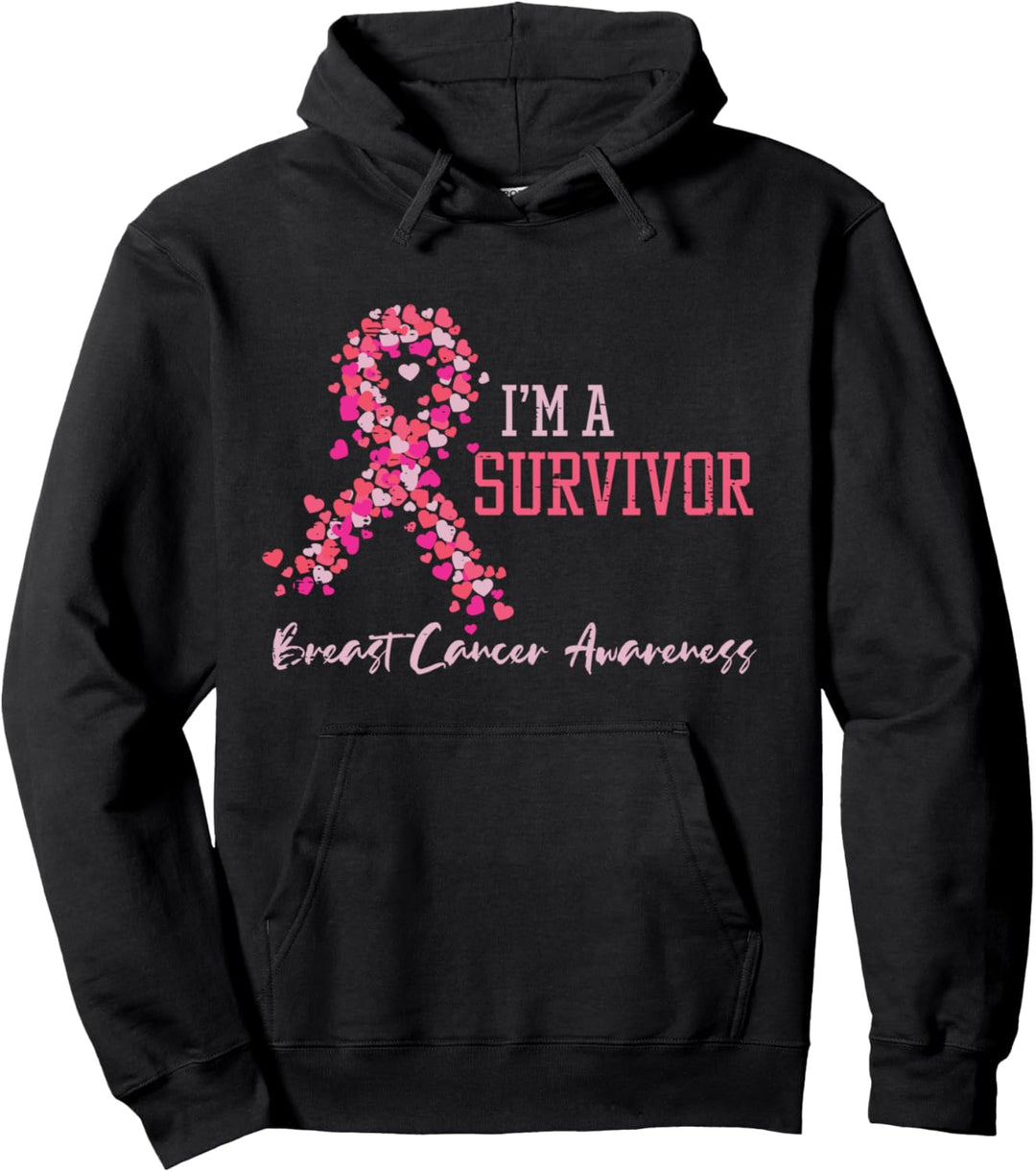 Survivor Pink Ribbons Hearts Brustkrebs-Bewusstsein Frauen Pullover Hoodie