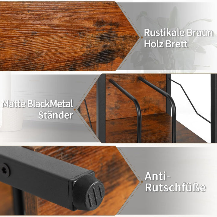 OUUTMEE Vinyl Plattenspieler Ständer, 3-stufiger Plattenspieler Tisch mit Schublade und Ablage für b