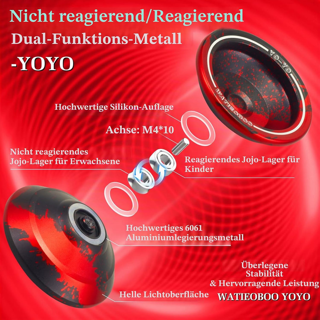 WATIEOBOO Yoyo Professionelles Nicht reagierendes Yo-yo für Erwachsene, Metall, reaktionsschnelles Y
