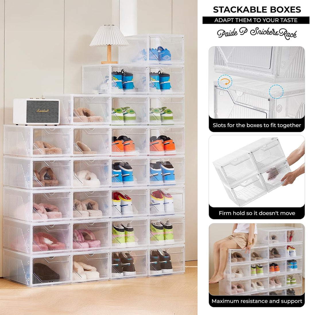 Schuhboxen organizer 10er Pack. Transparent Schuhaufbewahrung für Sneakers und Turnschuhe. Schuhe Sc
