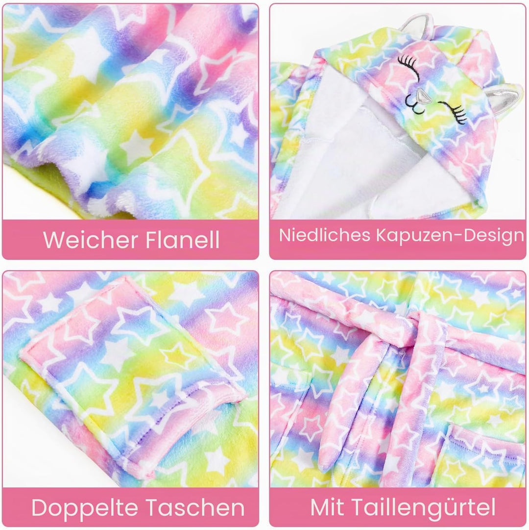 WYTbaby Bademantel Kinder Mädchen Flauschig Fleece bademantel mädchen Lange Ärmel Kinderbademantel m