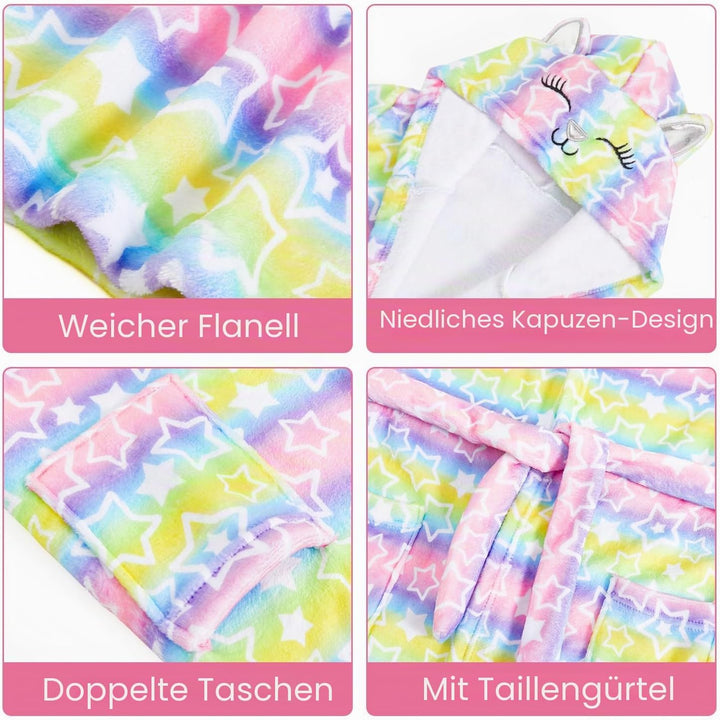 WYTbaby Bademantel Kinder Mädchen Flauschig Fleece bademantel mädchen Lange Ärmel Kinderbademantel m