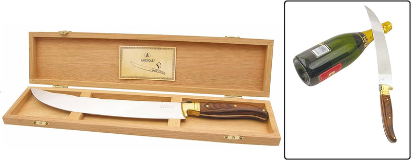 Neu LAGUIOLE Champagne Säbel Champagner Saber Sekt Säbel XXL 42 cm + Holzbox