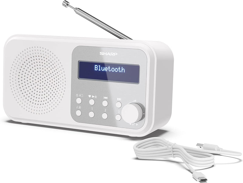 SHARP DR-P420 Portables Digitalradio (DAB/DAB+/FM mit RDS, USB, Bluetooth 5.0, 3,5mm Klinke Wecker-F