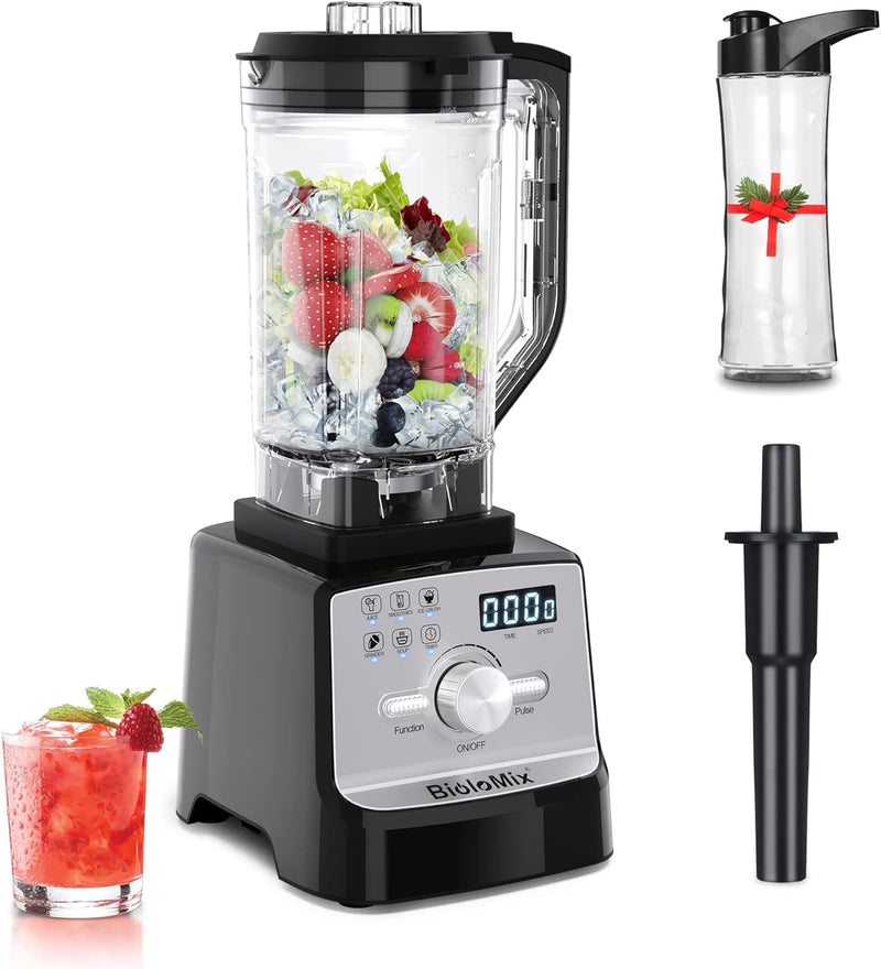 BioloMix Hochleistungsmixer 2200 W,Selbstreinigungsfunktion,Standmixer 2L Behälter und 600ml Reisebe