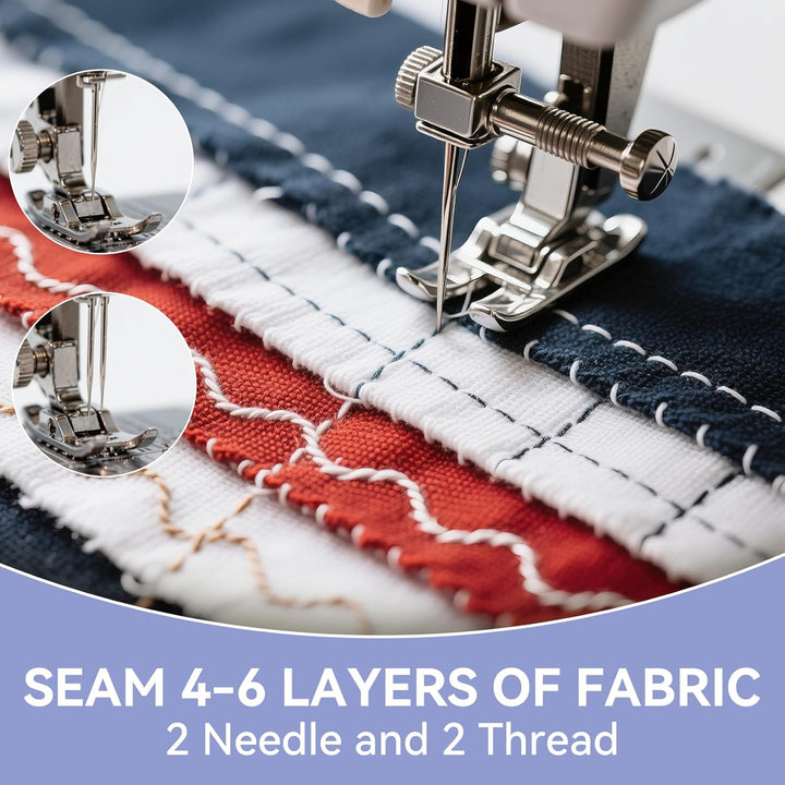 Nähmaschine für Anfänger und Kinder, Qoosea 16 Stichmuster Overlock Nähmaschine Einfach zu Bedienen,