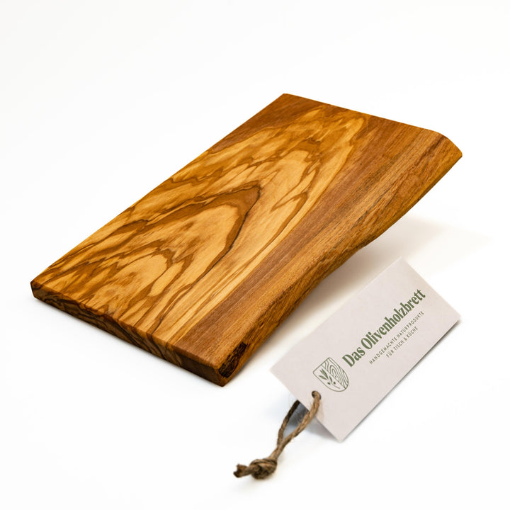DAS OLIVENHOLZBRETT ®, Schneidebrett Massivholz, Kräuterbrett, Frühstücksbrett aus Holz, Olivenholz