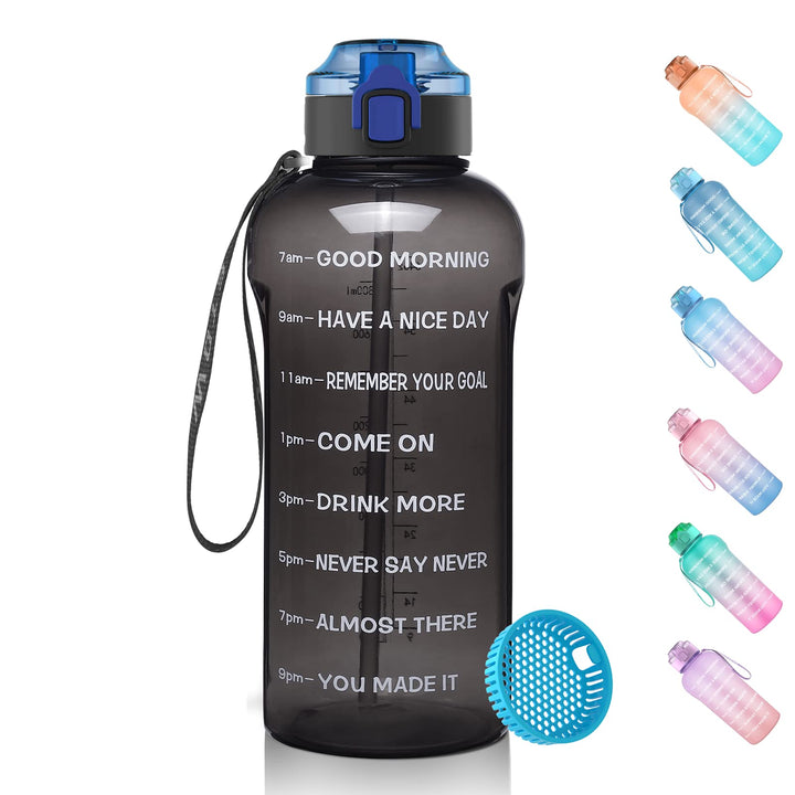 WEMEET Trinkflasche mit Fruchtfilter 2 Liter, [BPA Frei Tritan] Wasserflasche mit Zeitmarkierung, 20