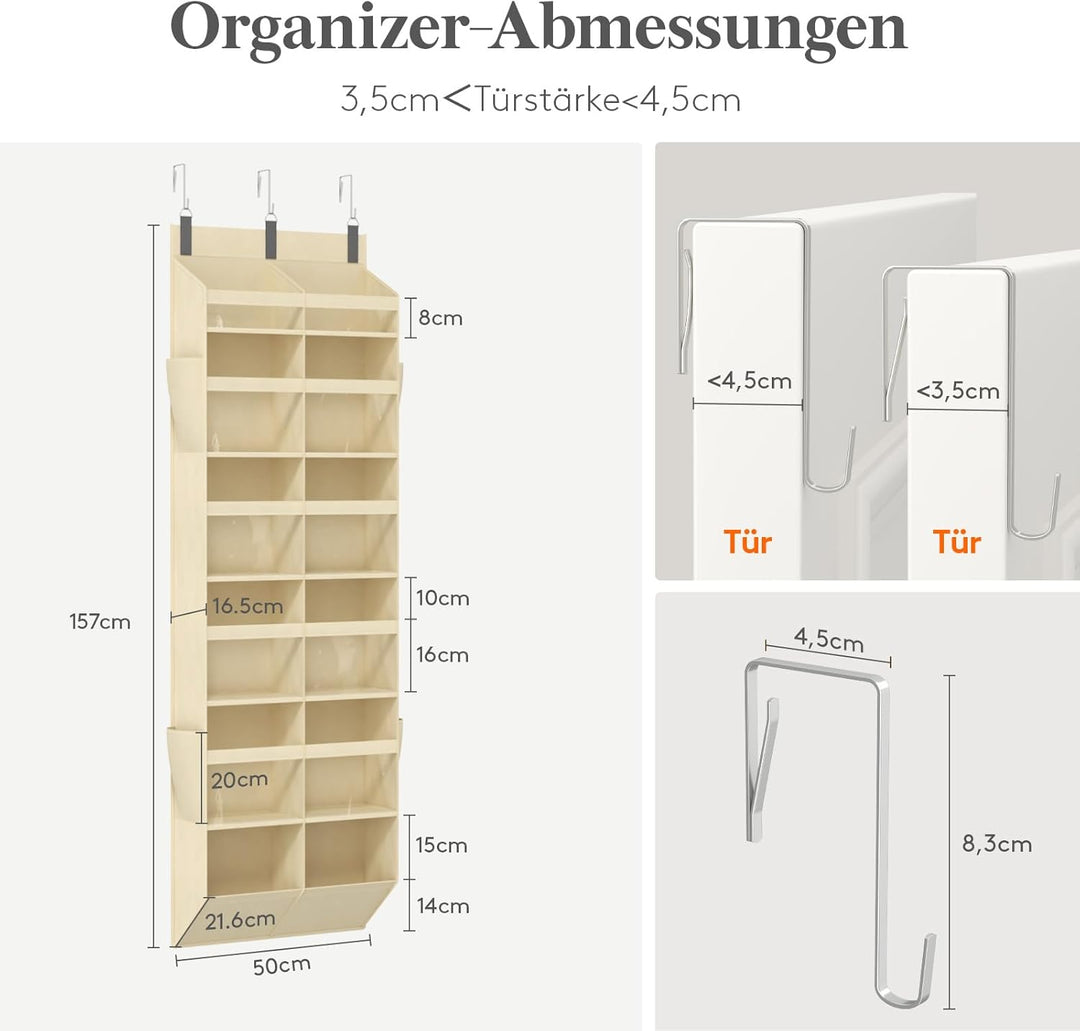 Lifewit Türorganizer Hängeorganizer, 12 Regal klar Fenster hängende Lagerung mit 4 Seitentaschen, Tü
