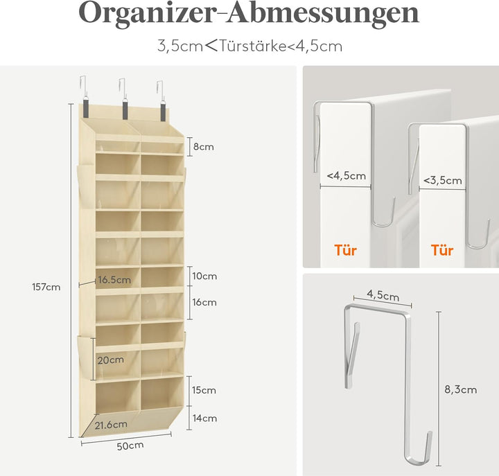 Lifewit Türorganizer Hängeorganizer, 12 Regal klar Fenster hängende Lagerung mit 4 Seitentaschen, Tü